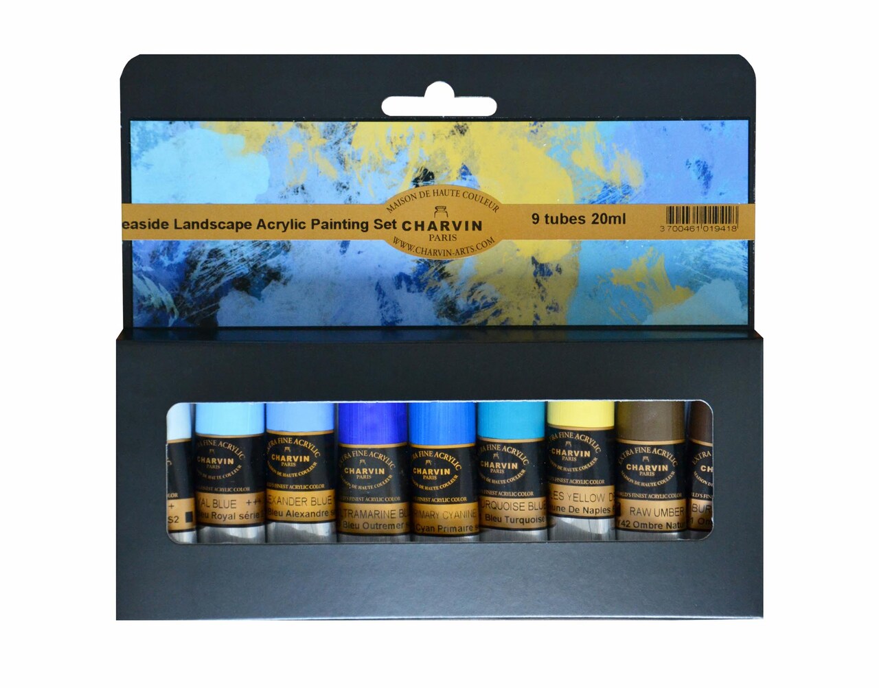 Charvin Extra Fine Professional Acrylic Paint Set for Artists, Sea Landscape - Bonjour Set of 9, 20 ml Tubes, Triple-Milled, Lightfast Pigments, Artist Acrylic Paints in Nature-Inspired Hues